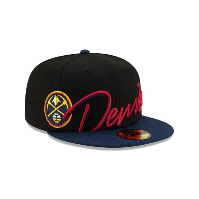 Denver Nuggets Gorra | New Era NBA Cursive 59fifty Fitted Cap Mexico - Negros